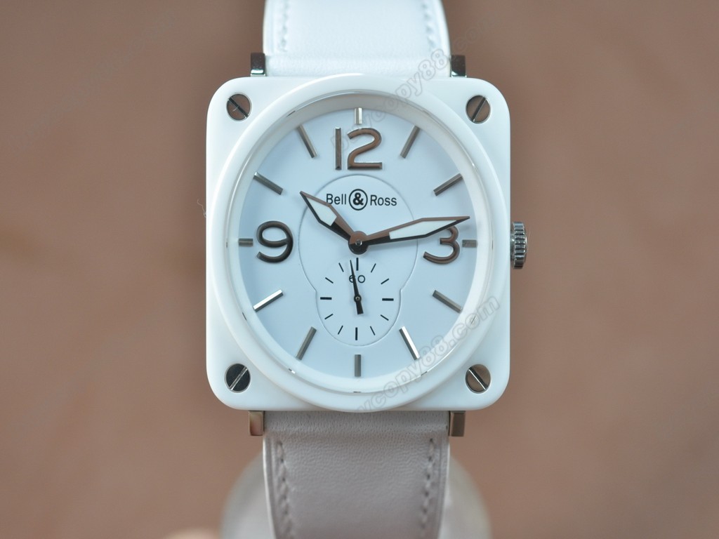 Bell & Ross【男性用】 BRS-98 White Ceramic Leather White Swiss 石英機芯搭載6