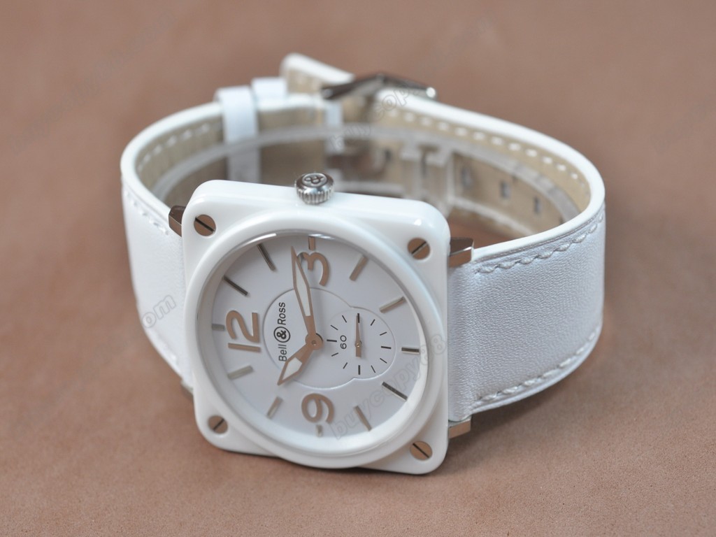 Bell & Ross【男性用】 BRS-98 White Ceramic Leather White Swiss 石英機芯搭載3