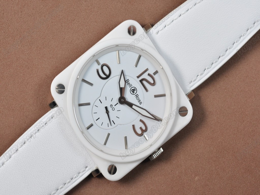 Bell & Ross【男性用】 BRS-98 White Ceramic Leather White Swiss 石英機芯搭載4