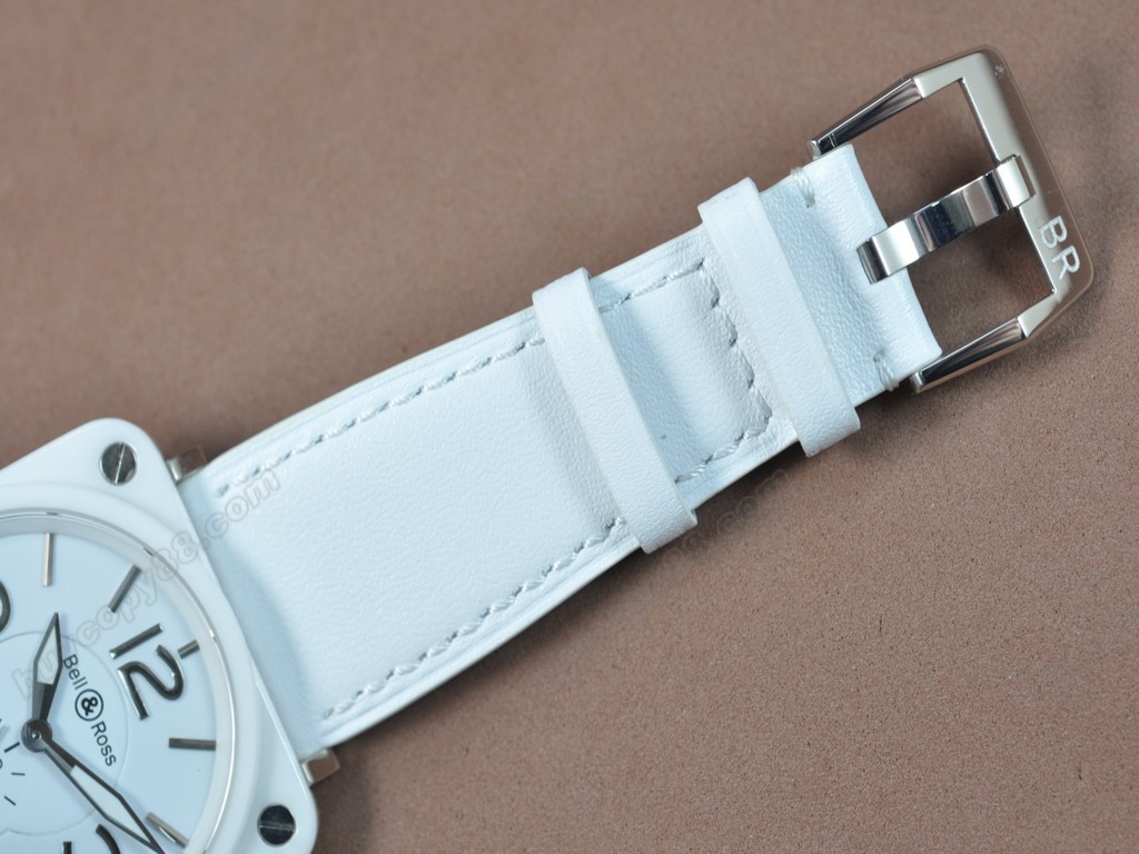 Bell & Ross【男性用】 BRS-98 White Ceramic Leather White Swiss 石英機芯搭載1
