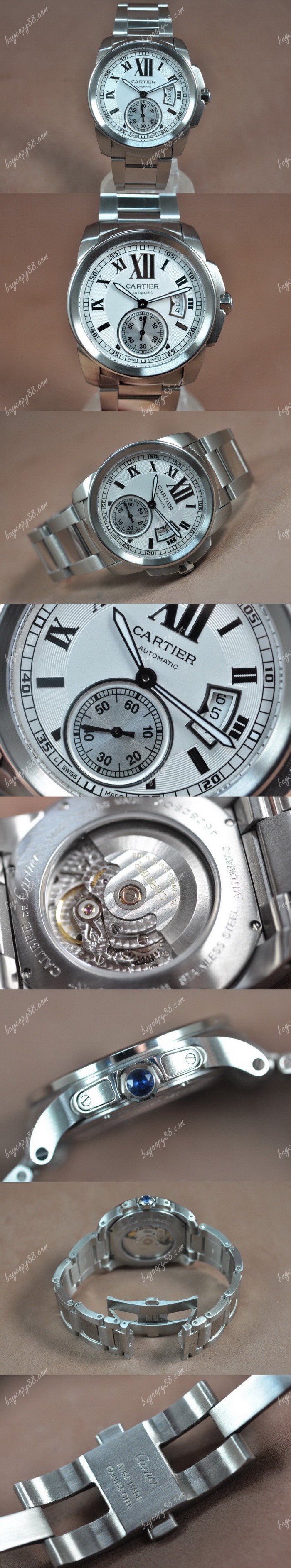 卡地亞Cartier Calibre de Cartier SS White Dial on SS Bracelet A-2824自動機芯搭載0