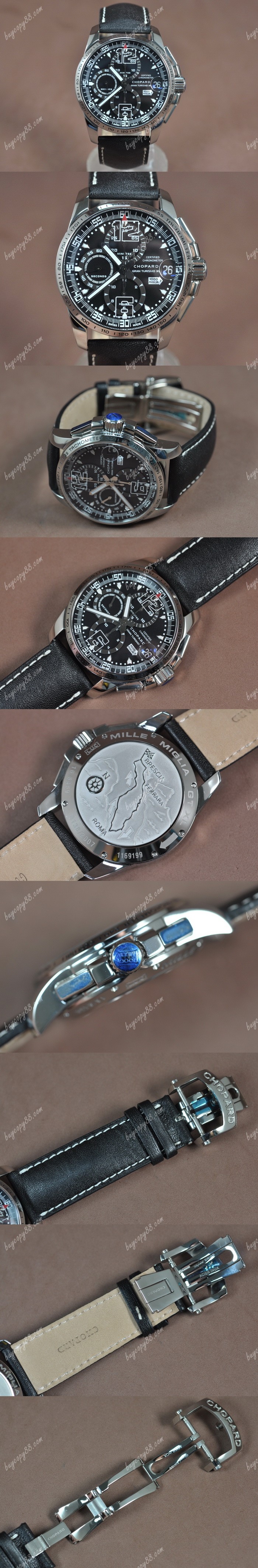 蕭邦錶Chopard Mile Miglia GTXXL Chrono SS/LE Black dial A-7750自動機芯搭載0