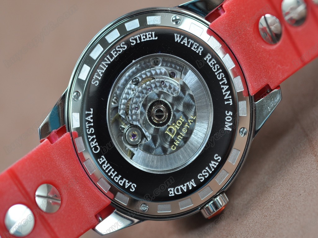 迪奧【男女兼用】 Christal Jewellery Mid SS/RU Red Swiss Eta 2824-2自動機芯搭載3
