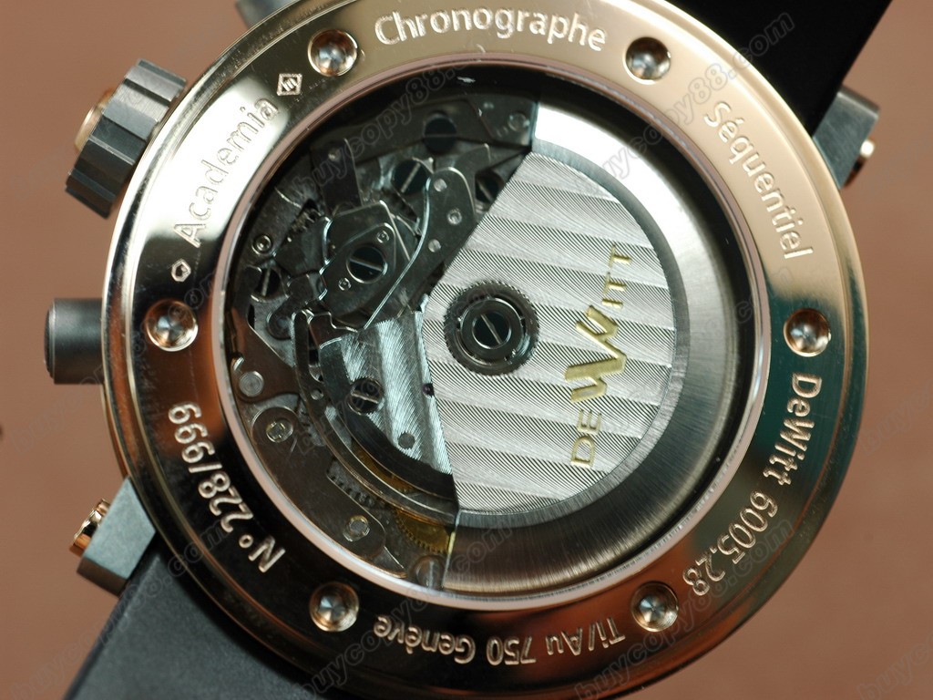 迪威特【男性用】Academia Chronograph TI/RG/RU Black A-7750自動機芯搭載．振頻每小時 28,800 次　7