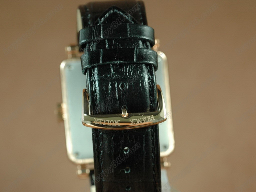 法蘭克穆勒【男性用】 Conquistador Bezel Diamond RG Case White Dial, Black Strap Japan 自動機芯搭載10