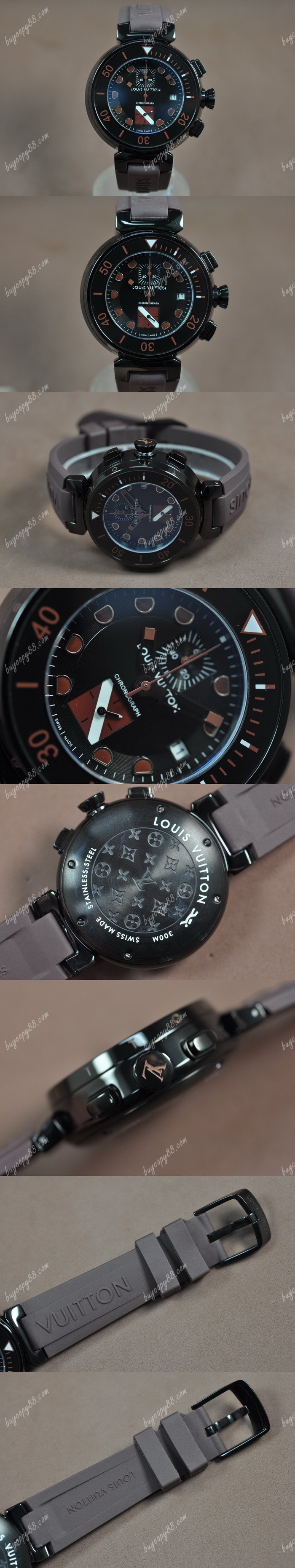  路易威登Louis Vuitton Tambour Diving Ⅱ PVD/RU Black Dial Jap OS10石英機芯0