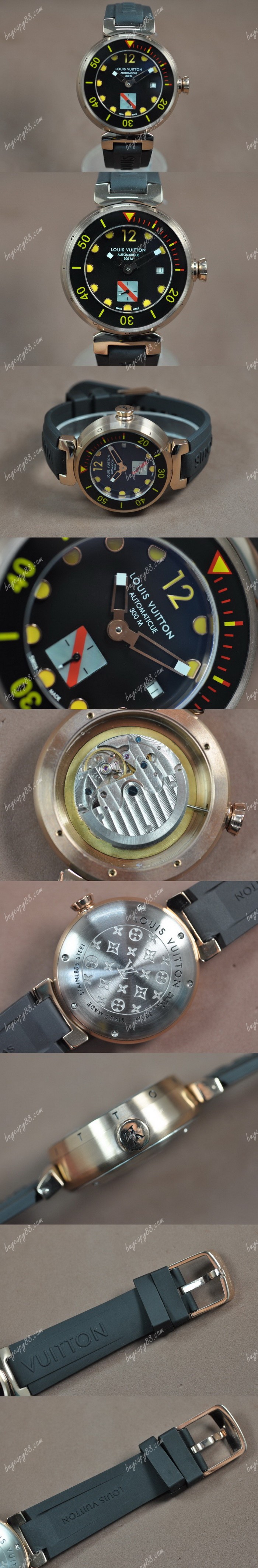  路易威登Louis Vuitton Tambour Diving Ⅱ 玫瑰金/RU Black Dial A-ST17自動機芯搭載0