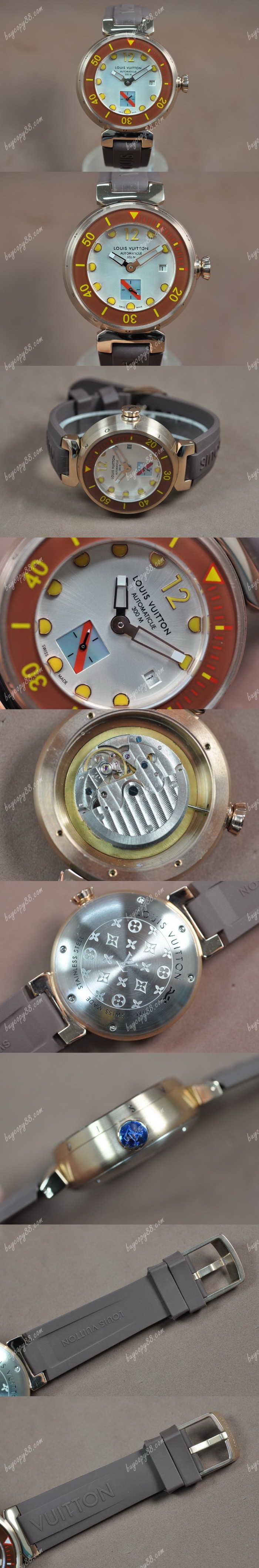 路易威登Louis Vuitton Tambour Diving Ⅱ 玫瑰金/RU Silver White Dial A-ST17自動機芯搭載0