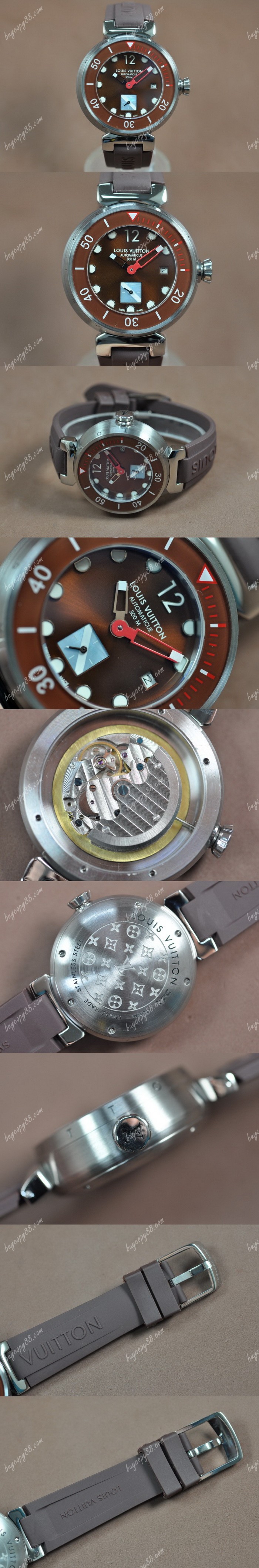 路易威登Louis Vuitton Tambour Diving Ⅱ SS/RU Brown Dial A-ST17自動機芯搭載0