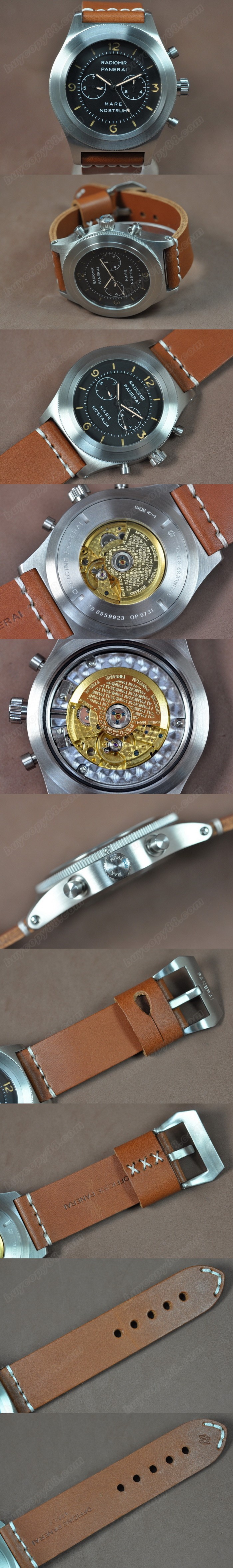  沛納海 Watches Radiomir 52mm SS/LE 黑 文字盤 亞洲 自動機芯 搭 載   0