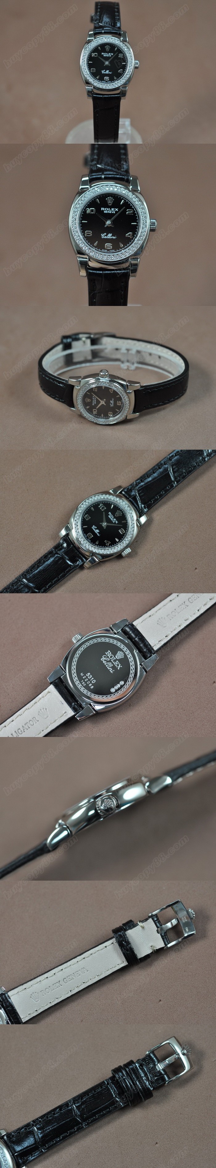 勞力士 Watches Cellini 26mm SS/LE Diam Bel 黑 文字盤 Ronda 762 石英機芯 搭 載0