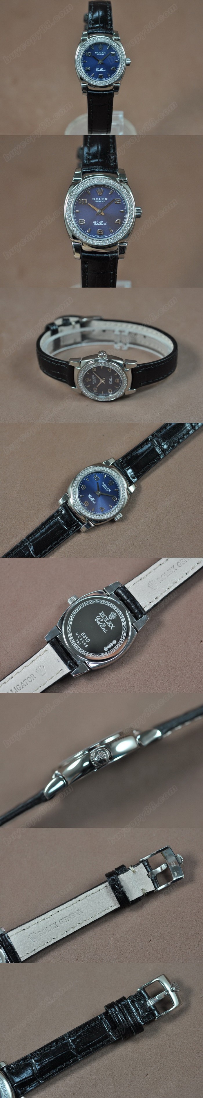  勞力士 Watches Cellini 26mm SS/LE Diam Bel 藍い 文字盤 Ronda 762 石英機芯 搭 載  0