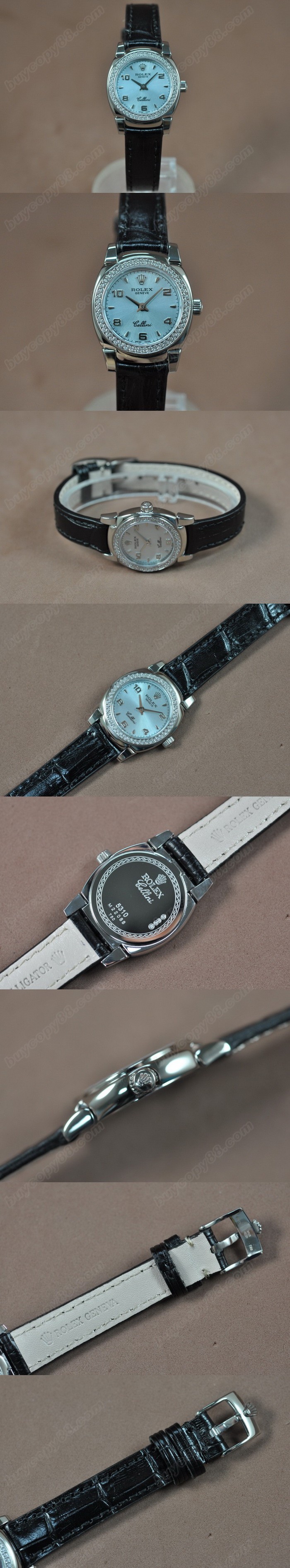 勞力士 Watches Cellini 26mm SS/LE Diam Bel Metal 藍い 文字盤 Ronda 762 石英機芯 搭 載0