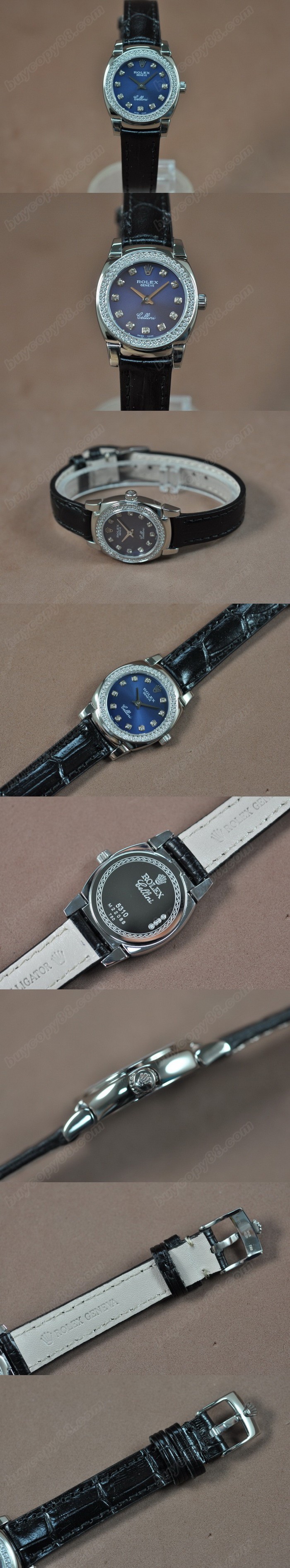 勞力士 Watches Cellini 26mm SS/LE Diam Bel 藍い 文字盤 Ronda 762 石英機芯 搭 載0