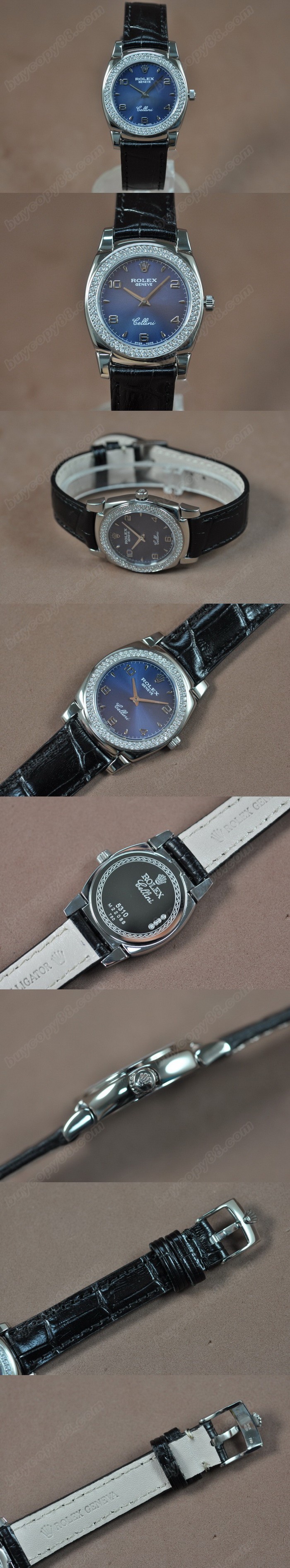 勞力士 Watches Cellini 32mm SS/LE Diam Bel 藍い 文字盤 Ronda 762 石英機芯 搭 載 0