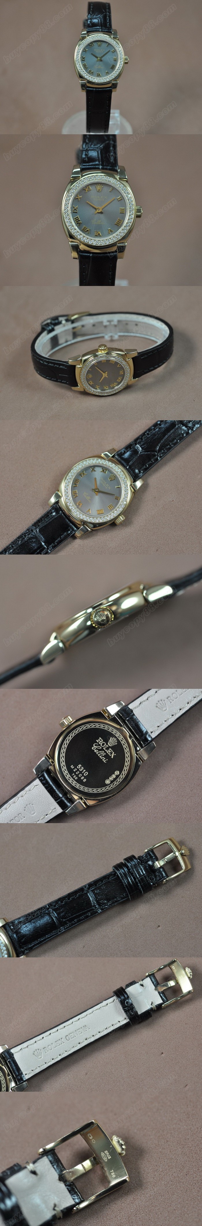  勞力士 Watches Cellini 26mm YG/LE Diam Bel Metal 灰色 文字盤 Ronda 762 石英機芯 搭 載  0