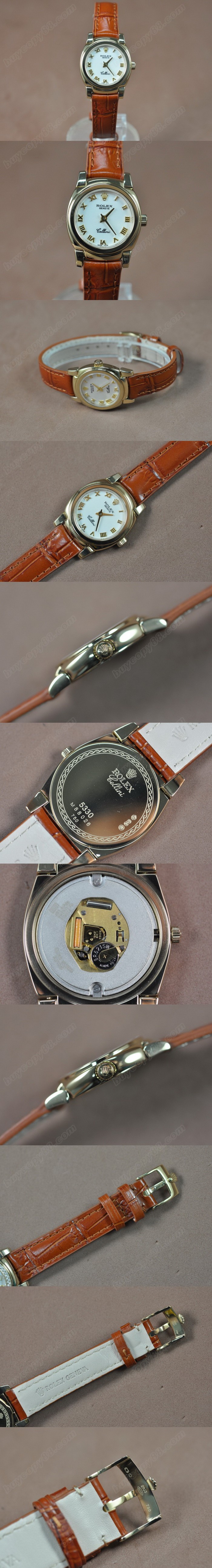  勞力士 Watches Cellini 26mm YG/LE 白 文字盤 Ronda 762 石英機芯 搭 載   0
