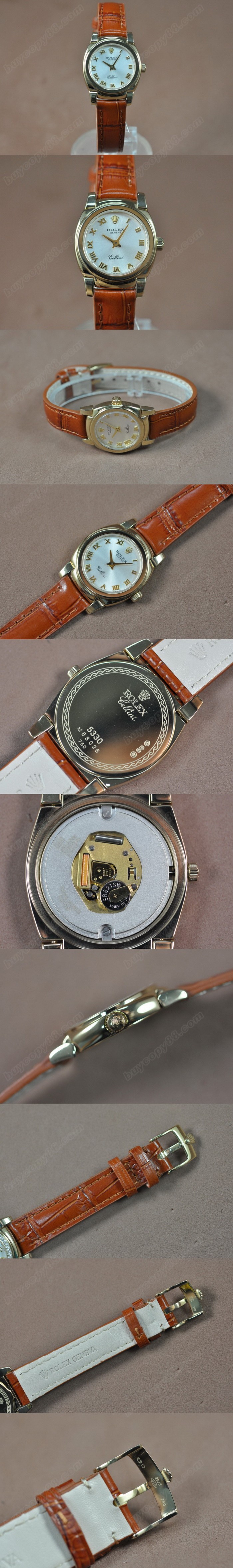  勞力士 Watches Cellini 26mm YG/LE Metal 銀白 文字盤 Ronda 762 石英機芯 搭 載   0