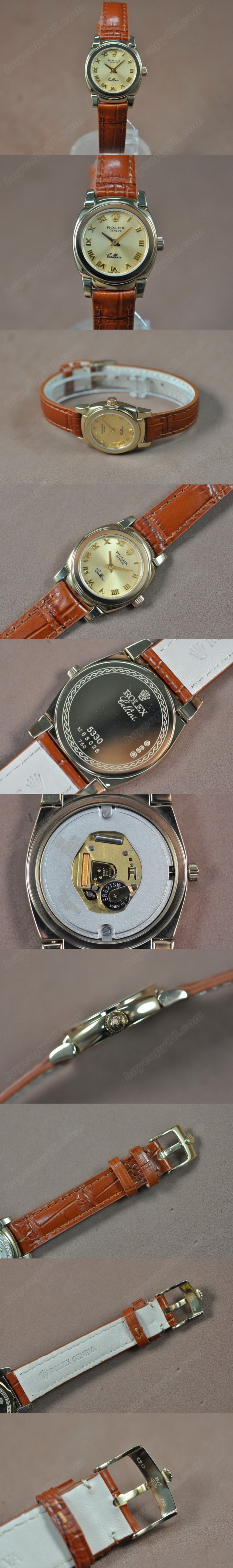 勞力士 Watches Cellini 26mm YG/LE 金色 文字盤 Ronda 762 石英機芯 搭 載 0