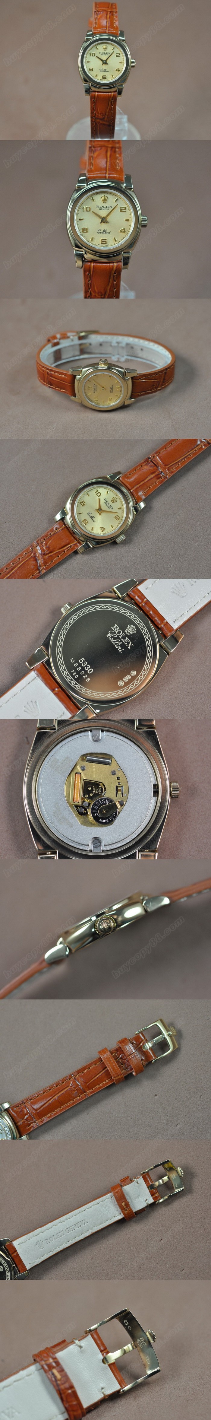  勞力士 Watches Cellini 26mm YG/LE 金色 文字盤 Ronda 762 石英機芯 搭 載   0