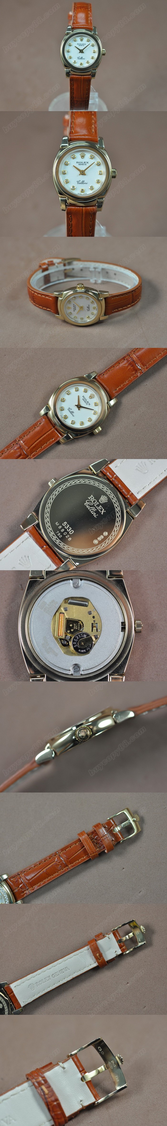 勞力士 Watches Cellini 26mm YG/LE 白 文字盤 Ronda 762 石英機芯 搭 載 0