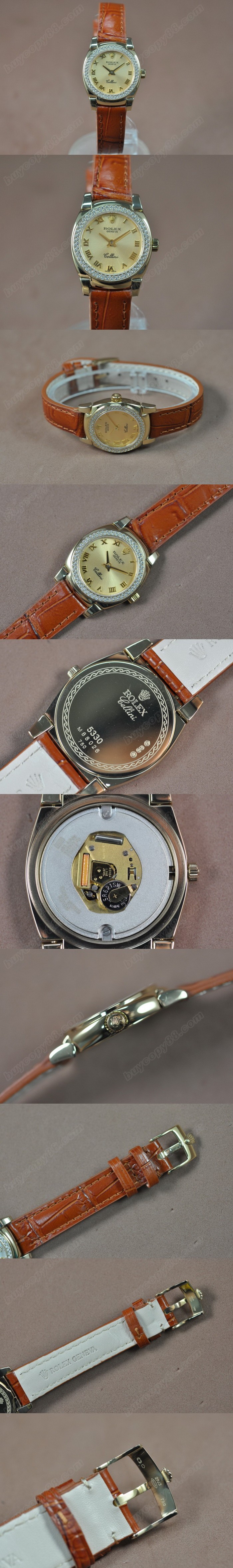 勞力士 Watches Cellini 26mm YG/LE Diam Bel 金色 文字盤 Ronda 762 石英機芯 搭 載 0