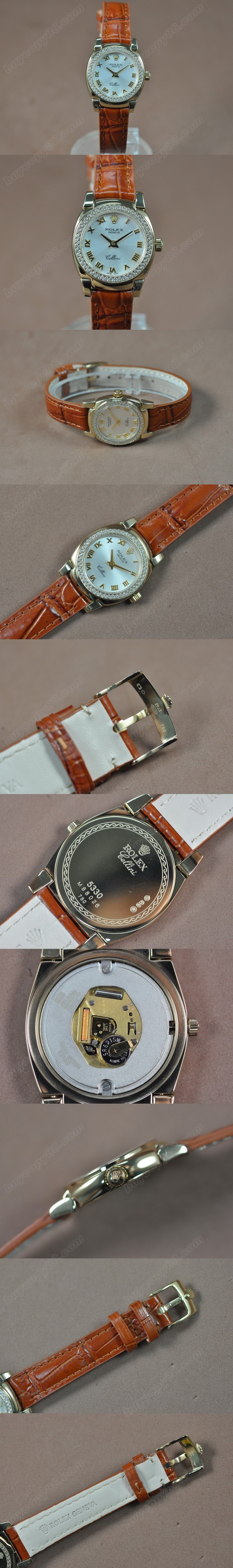  勞力士 Watches Cellini 26mm YG/LE Diam Bel Metal 銀白 文字盤 Ronda 762 石英機芯 搭 載   0