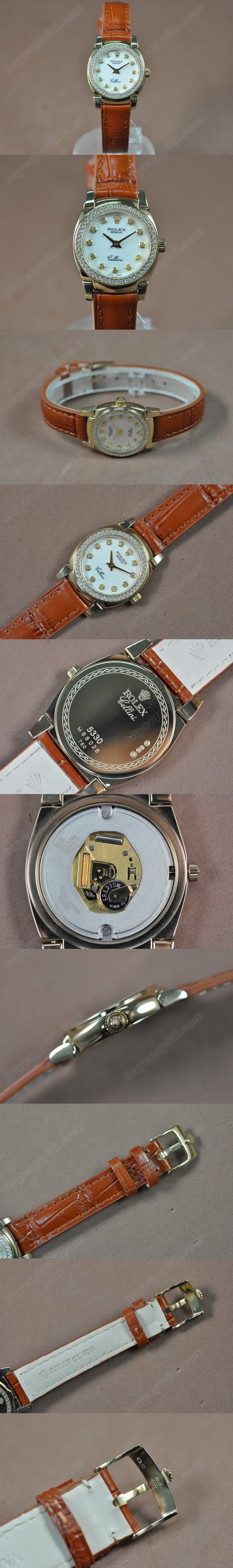 勞力士 Watches Cellini 26mm YG/LE Diam Bel 白 文字盤 Ronda 762 石英機芯 搭 載 0