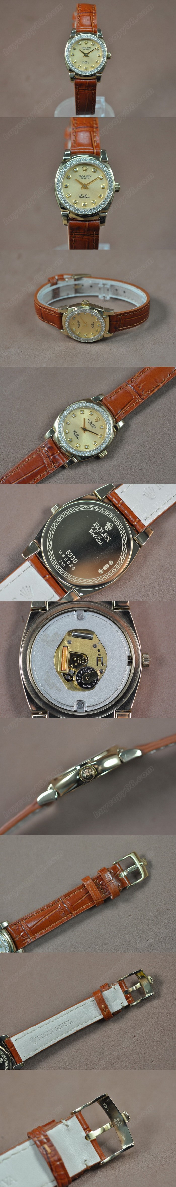  勞力士 Watches Cellini 26mm YG/LE Diam Bel 金色 文字盤 Ronda 762 石英機芯 搭 載   0