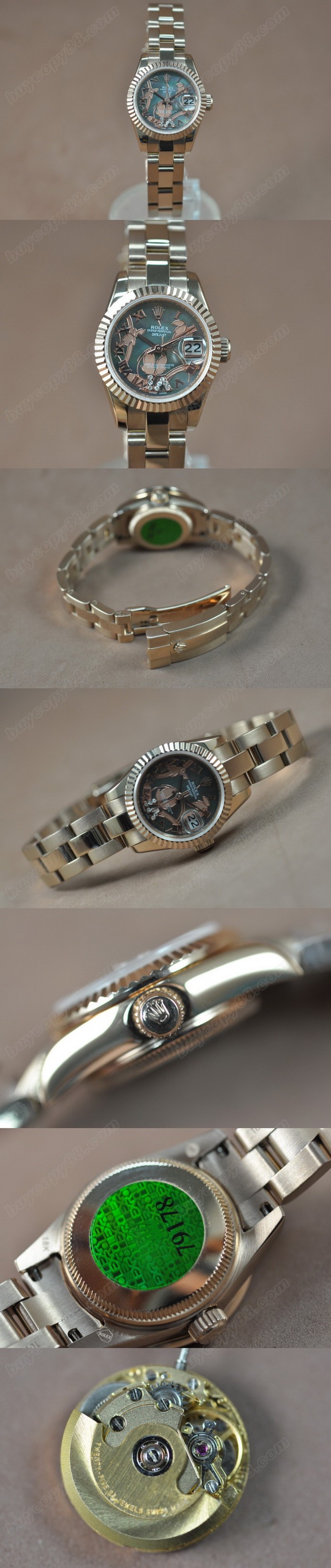  勞力士 Watches DateJust 26mm 2011 Flora 玫瑰金 Pearl 灰色 A-2671-2 自動機芯 搭 載   0