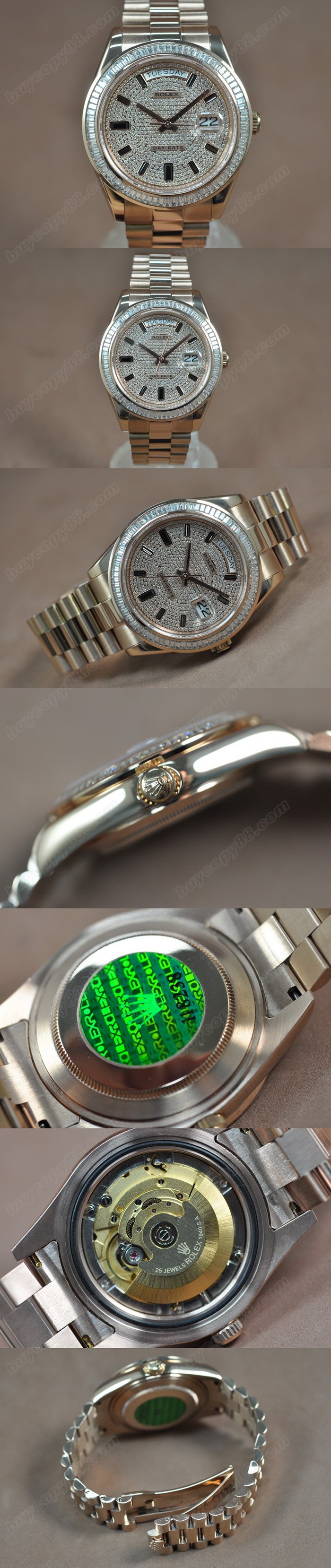  勞力士 Watches Day Date Ⅱ 41mm Full 玫瑰金 面盤 文字盤 A-2836-2 自動機芯 搭 載   0