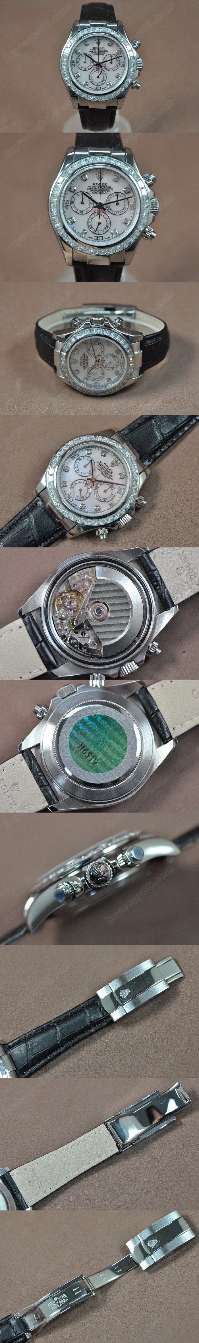 勞力士 Watches Daytona SS/LE Square Diam Pearl 白 Asia 7750 Chrono 自動機芯 搭 載 0