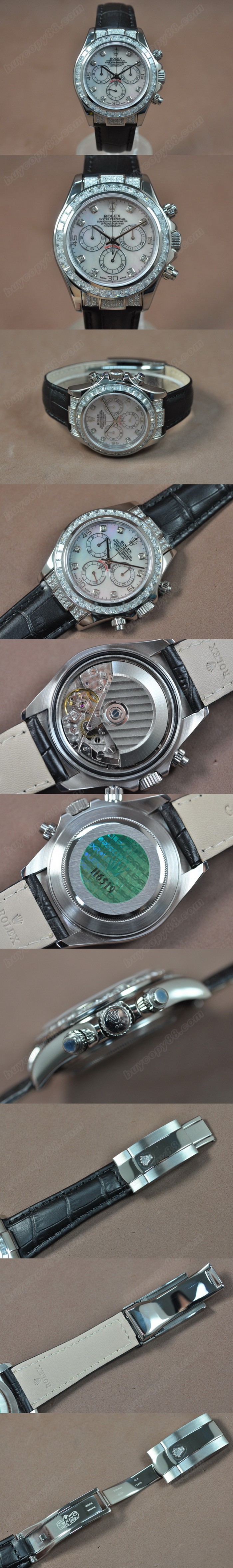 勞力士 Watches Daytona SS/LE Square Diam Pearl 白 Asia 7750 Chrono 自動機芯 搭 載 0