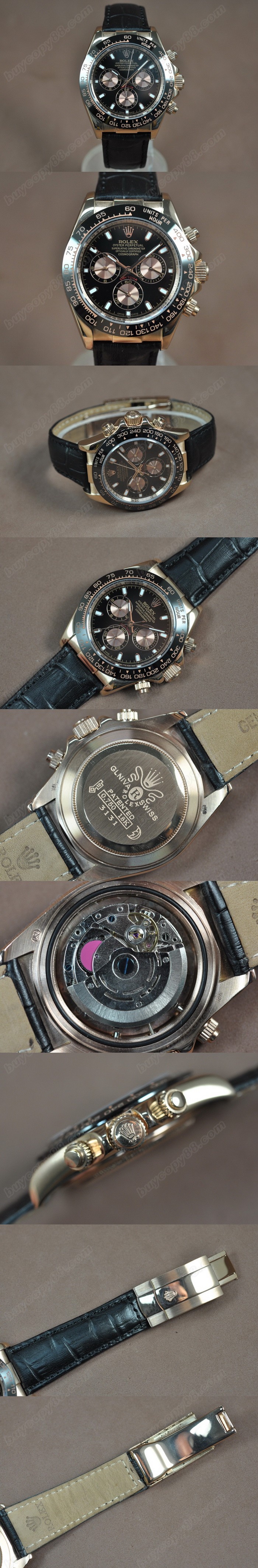 勞力士 Watches Daytona 玫瑰金/LE 陶瓷 Bel 黑 文字盤 Asia 自動機芯 搭 載0