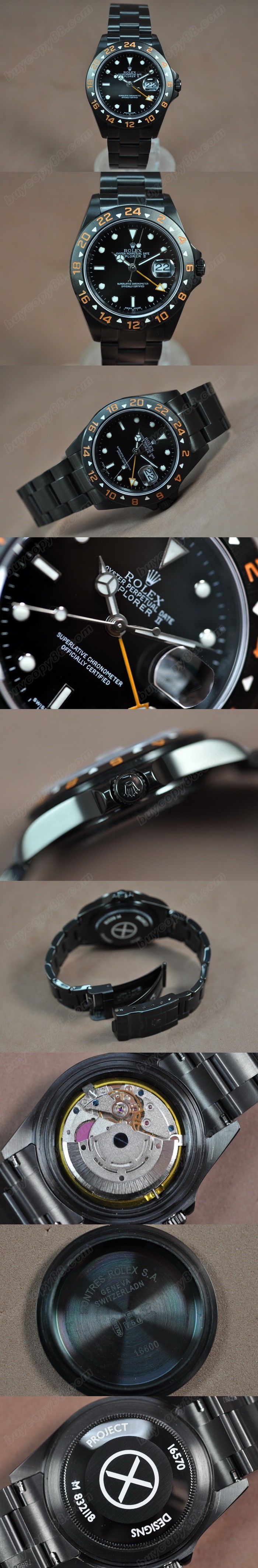 勞力士 Watches Explorer Ⅱ Full PVD 黑 文字盤 Asia 2813 GMT 自動機芯 搭 載 0