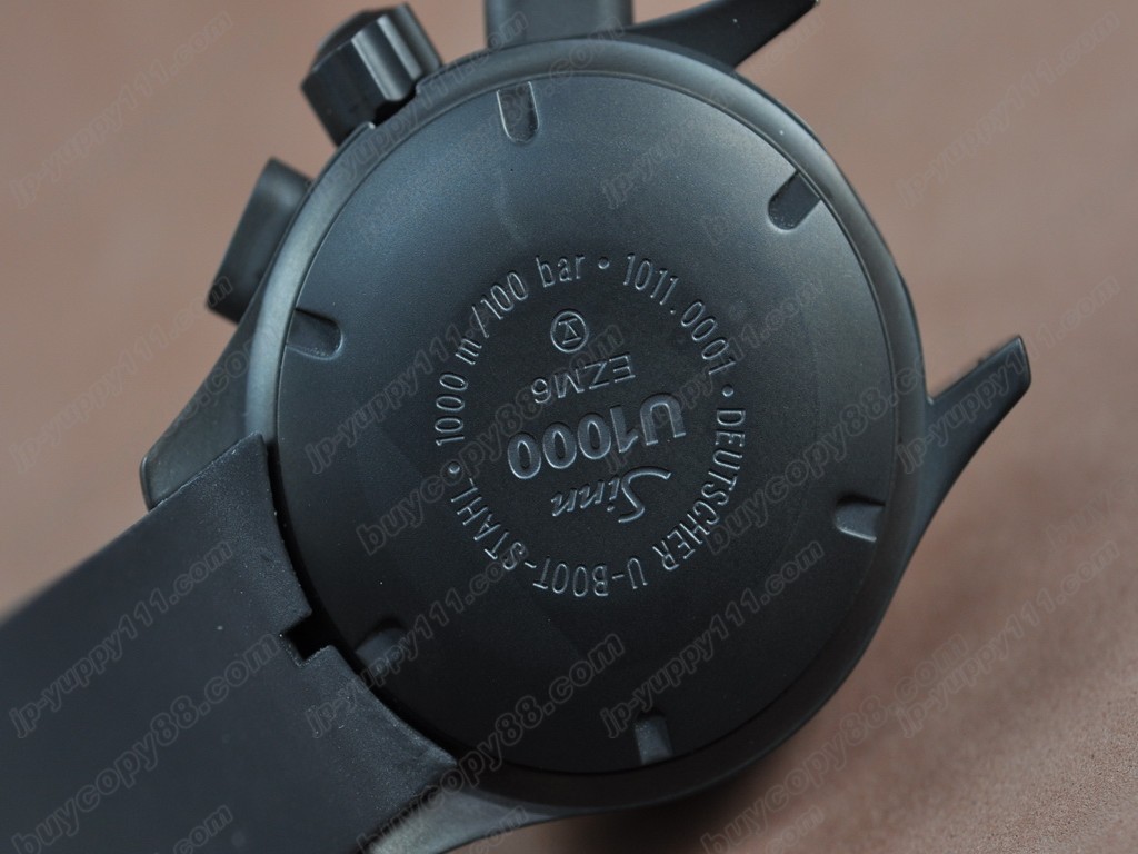Sinn德製軍錶【男性用】U1000 Chrono PVD/RU Black Asia 7750自動機芯搭載． 振頻每小時 28,800 次5