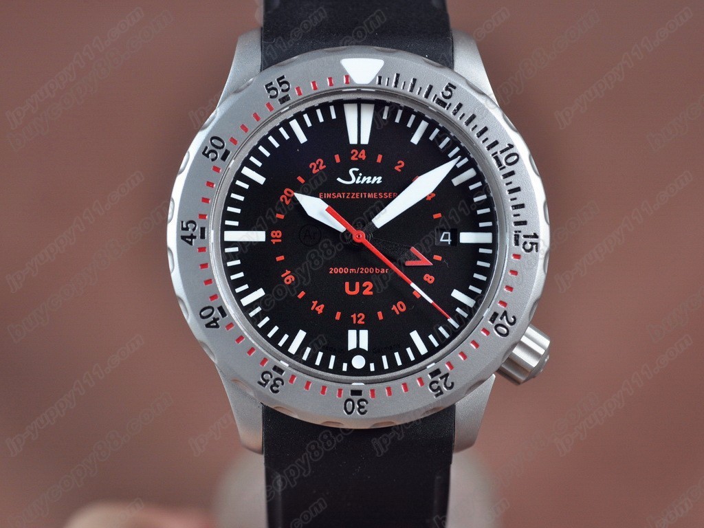 Sinn德製軍錶【男性用】 U2 GMT SS/RU Black Swiss Eta 2836自動機芯搭載0