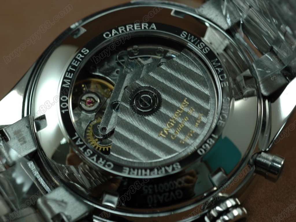 豪雅【男性用】Carrera 41mm 2008  Chrono SS Black A-7750 自動機芯搭載．振頻每小時 28,800 次2