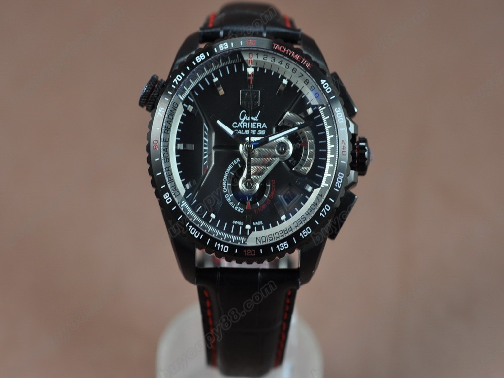 豪雅【男性用】MadTag Heuer Watches Grand Carrera Calibre 36 DLC/TI/RU Black A-7750自動機芯搭載1