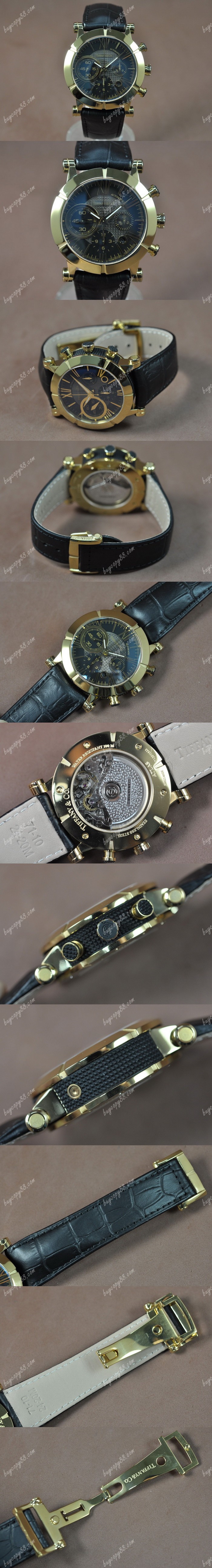 蒂芬尼Tiffany & Co Watches Altas 42mm YG/LE Black roman A-7750自動機芯搭載0