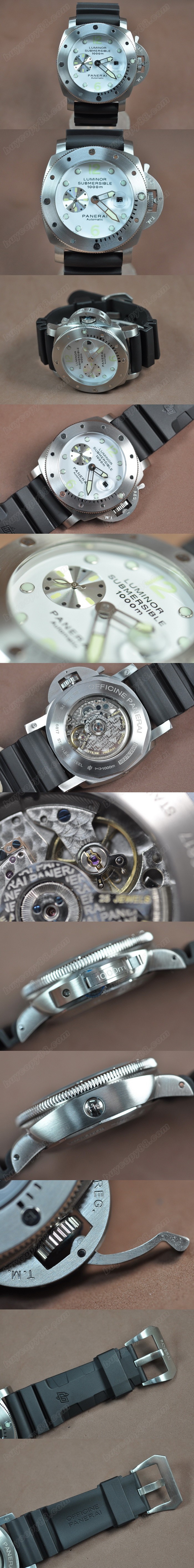 沛納海 Watches Submessible 47mm SS/RU 白 文字盤 亞洲 21J 自動機芯 搭 載0