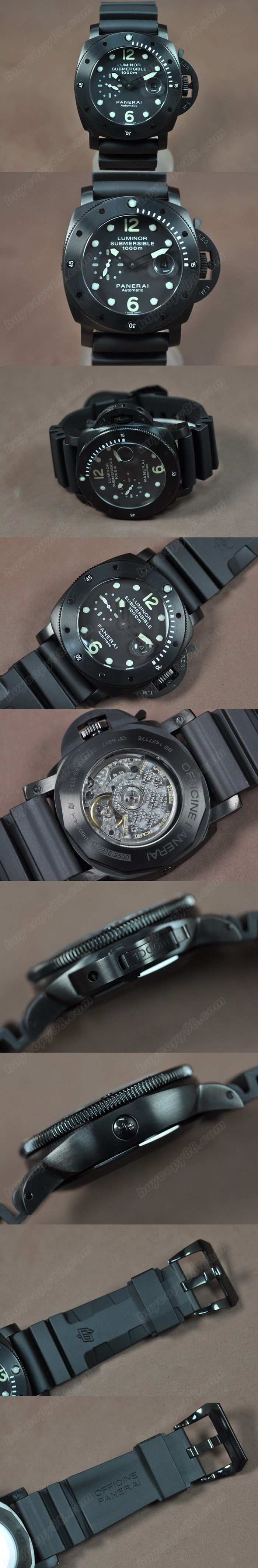  沛納海 Watches Submessible 47mm PVD/RU 黑 文字盤 亞洲 21J 自動機芯 搭 載  0