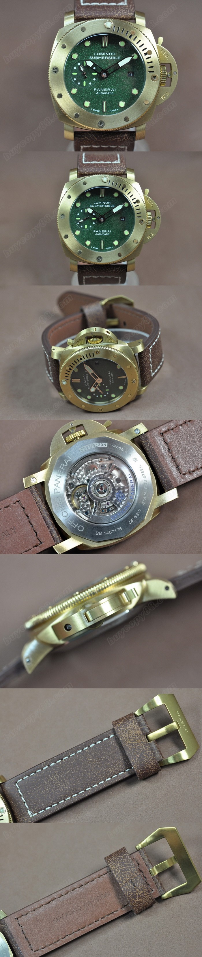  沛納海 Watches Submessible 47mm YG/LE 綠 文字盤 亞洲 21J 自動機芯 搭 載   0