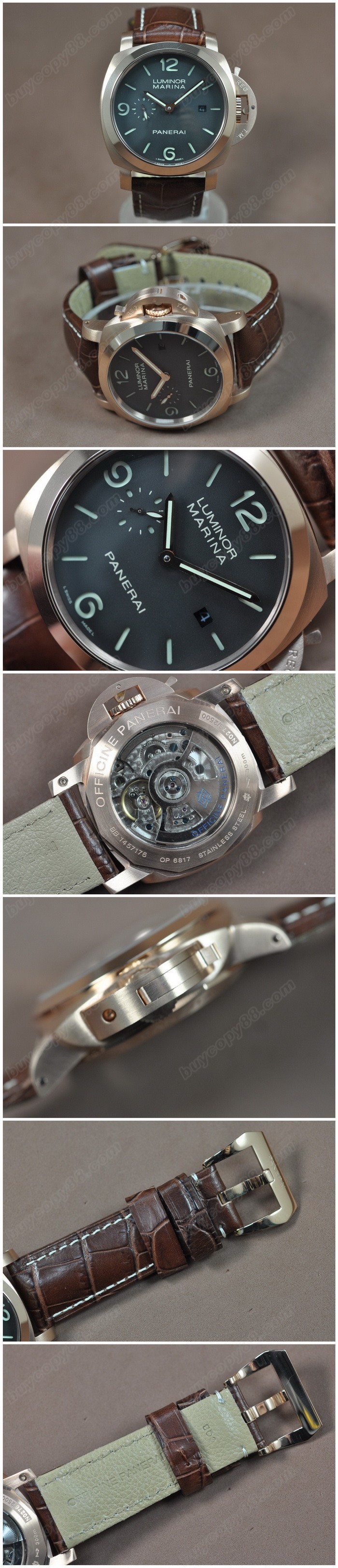  沛納海 Watches Luminor Marina 44mm SS/LE 黑 文字盤 Asia 自動機芯 搭 載   0