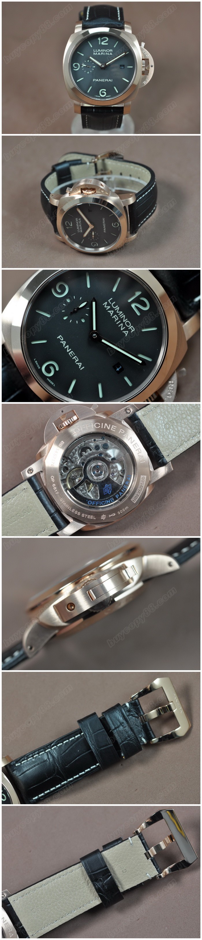 沛納海 Watches Luminor Marina 44mm SS/LE 黑 文字盤 Asia 自動機芯 搭 載 0