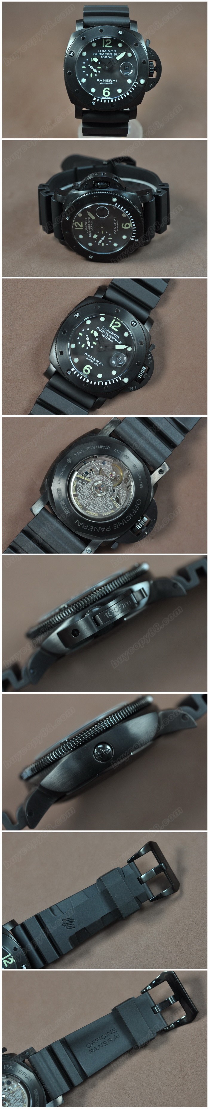 沛納海 Watches Submessible 47mm PVD/RU 黑 文字盤 亞洲 21J 自動機芯 搭 載 0