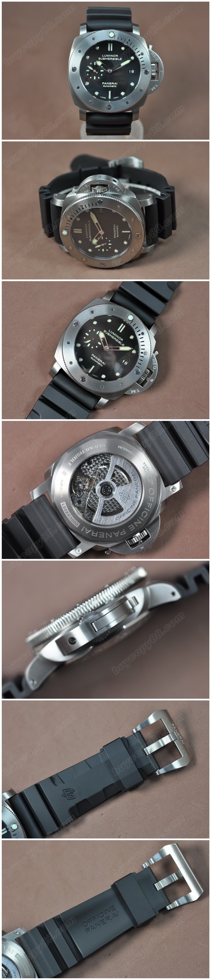 沛納海 Watches Submessible 47mm Ti/RU 黑 文字盤 A-7750 自動機芯 搭 載 0
