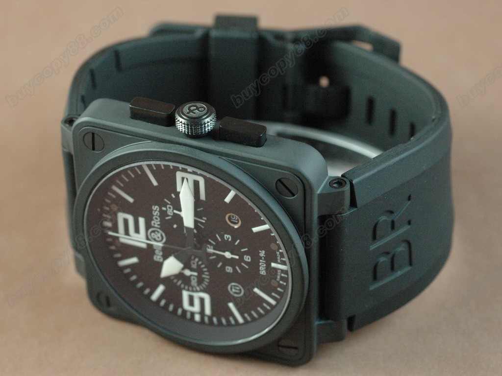 Bell & Ross【男性用】 BR Instrument 01-94 Chrono PVD C/F Black 46mm Swiss Etaクオーツ搭載3