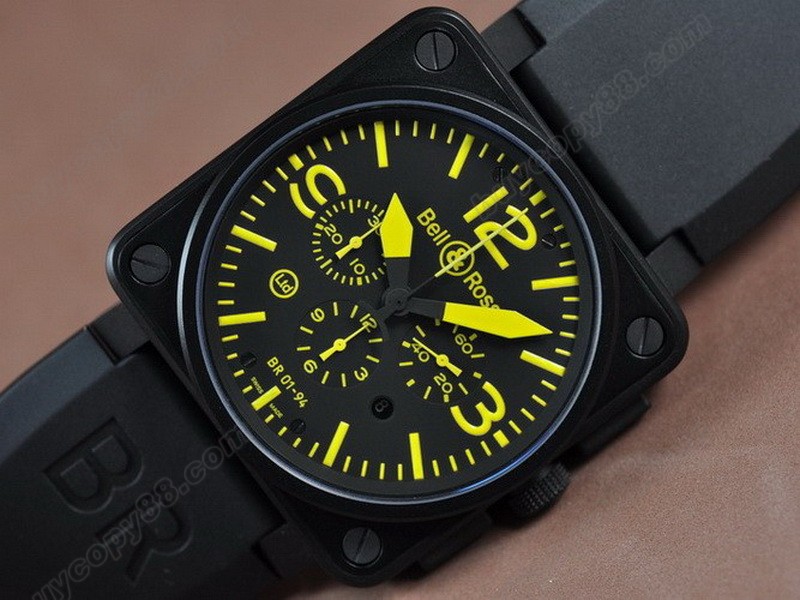 Bell & Ross【男性用】 BR01-94 PVD/RU Black/Yellow A-7750 自動機芯搭載6