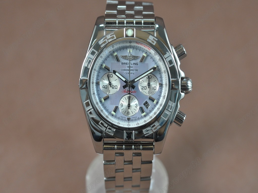 百年靈【男性用】Chronomat B01 SS/SS Light blue Sticks Asia7750自動機芯搭載8